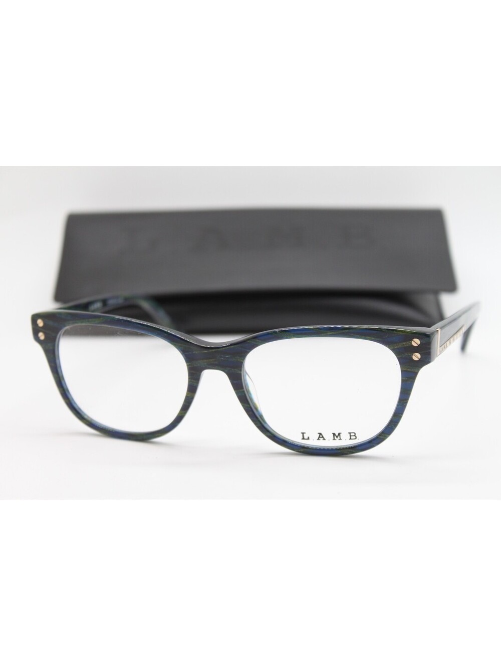 NEW L.A.M.B. LA040 NAVY BLUE TEAL GRADIENT AUTHENTIC EYEGLASSES W/CASE 53-18